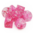 Chessex Ghostly Glow 7-Tärningsset - Rosa med Silver Chessex