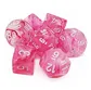 Chessex Ghostly Glow 7-Tärningsset - Rosa med Silver Chessex
