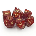 Chessex Glitter Polyhedral 7-Tärningsset - Rubin med Guld Chessex