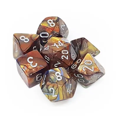 Chessex Lustrous 7-tärningsset - Guld med silver Chessex