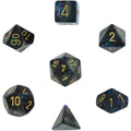 Chessex Lustrous 7-Tärningsset - Shadow med guld Chessex