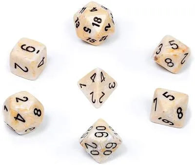 Chessex Marble 7-Die Set - Ivory med svart Chessex