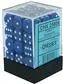 Chessex Opaque 12mm d6 med Pips Tärningsblock (36 Tärningar) - Blå med Vit Chessex