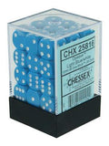 Chessex Opaque 12mm d6 Dice Blocks - Ljusblå med Vita Prickar (36 Tärningar) Chessex