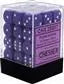 Chessex Opaque 12mm d6 med pips Tärningsblock (36 Tärningar) - Lila med Vit Chessex
