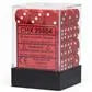 Chessex Opaque 12mm d6 Med Prickar Tärningar Block (36 Tärningar) - Röd med Vita Chessex