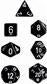 Chessex Opaque Polyhedral Tärningsset - Svart med Vit Chessex