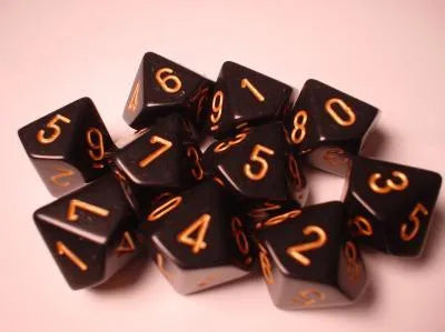Chessex Opaque Polyhedral D10 Set - Black/Gold Chessex