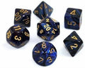 Chessex Scarab 7-Tärningsset - Kunglig Blå med Guld Chessex