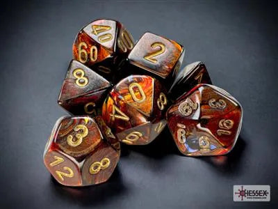 Chessex Scarab Mini-Polyhedral Blue Blood/gold 7-Die Set Chessex