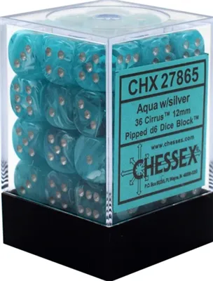 Chessex Signature 12mm d6 with Pips Dice Blocks - Cirrus Aqua Chessex