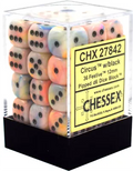Chessex 12mm d6 med Pips Dice Blocks (36 Dice) - Festiv Cirkus Chessex