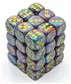 Chessex 12mm d6 Tärningar med Pips - Festiv Mosaik/Gul (36 Tärningar) Chessex