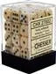 Chessex Signature 12mm d6 med pips Tärningsblock (36 Tärningar) - Marmor Ivory med svart Chessex