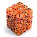 Chessex Signature 12mm d6 med pips Tärningsblock (36 Tärningar) - Vortex Orange med svart Chessex