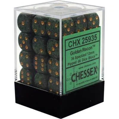 Chessex Speckled 12mm d6 Dice Blocks - Golden Recon (36 Dice) Chessex