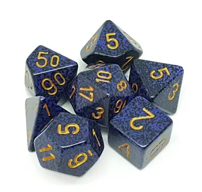 Chessex Speckled Polyhedral 7-Tärningsset - Golden Cobalt Chessex