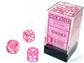 Chessex Translucent Rosa/Vit 16mm d6 Tärningar Block (12 tärningar) Chessex