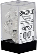 Chessex Translucent Polyhedral 7-Die Set - Clear/White Chessex