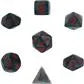 Chessex Velvet 7-Tärningsset - Svart med Röd Chessex