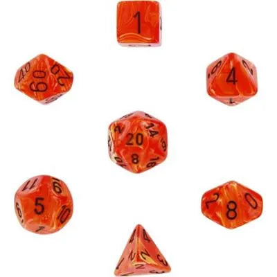 Chessex Vortex 7-Tärningsset - Orange med Svart Chessex