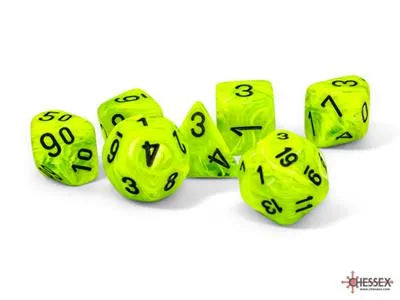 Chessex Vortex® Mega-hedral™ Bright Green/Black 7-Die Set Chessex
