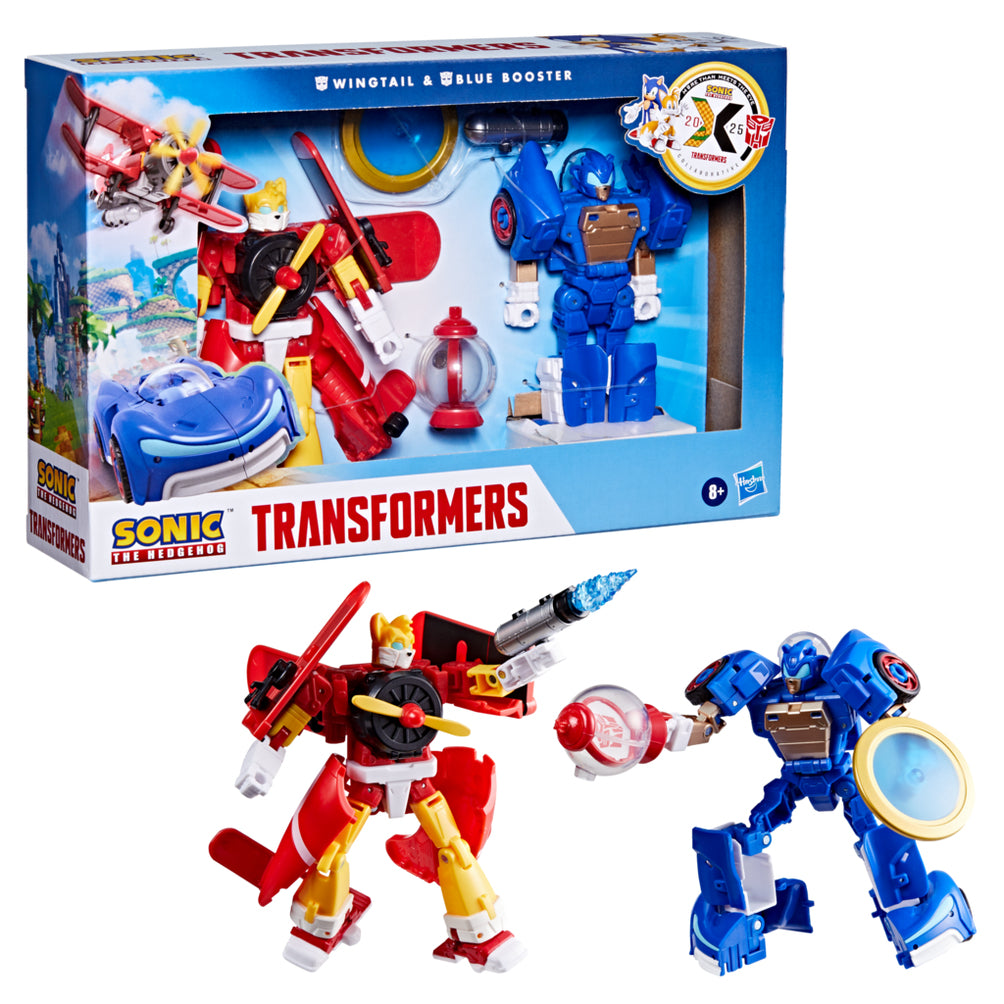 Transformers Collaborative Sonic the Hedgehog x Transformers Wingtail och Blue Booster Action Figur Hasbro