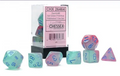 Gemini Polyhedral Gel Grön-Rosa/Blå Luminary 7-Die Set Chessex