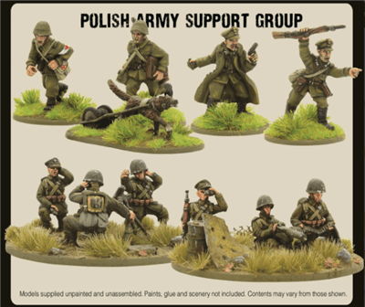 Bolt Action - Polish Army Support Group (HQ, Mortar & MMG) Warlord Games