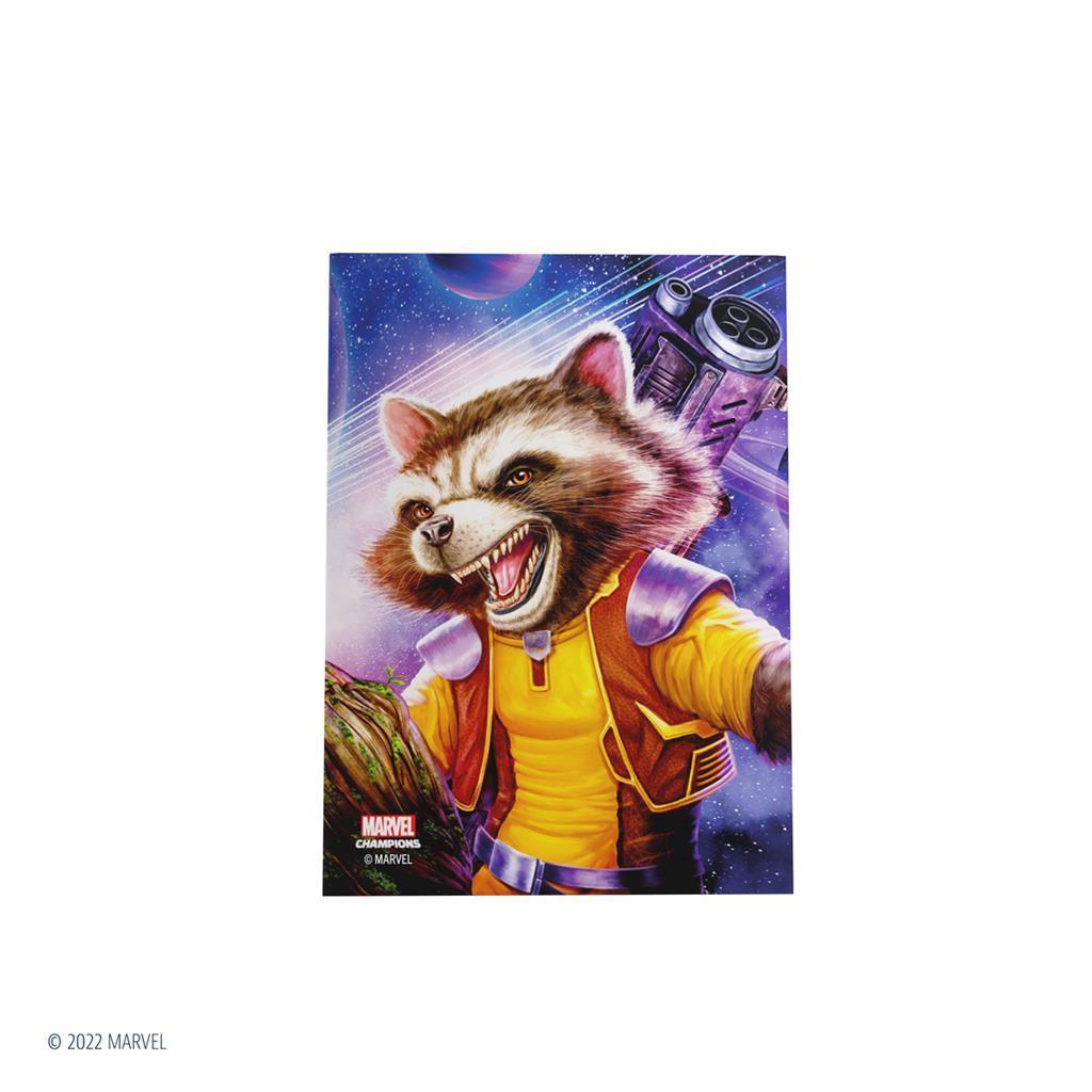 Gamegenic - Marvel Champions FINE ART Sleeves – Rocket Raccoon (51 Sleeves) Gamegenic